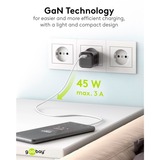 goobay Chargeur rapide USB-C PD GaN Nano (45 W) Noir, 1x USB-C, Power Delivery 3.0