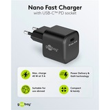 goobay Chargeur rapide USB-C PD GaN Nano (45 W) Noir, 1x USB-C, Power Delivery 3.0