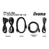 iiyama ProLite T1932MSC-B2S 19" Moniteur tactile  Noir, VGA, HDMI, DisplayPort, Audio, Tactile