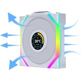 Lian Li UNI FAN SL120 LCD Wireless Reverse Blade, Ventilateur de boîtier Blanc, 3 pièces, connecteur de ventilateur PWM à 4 broches