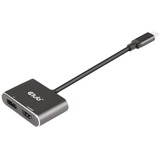 Club 3D Hub MST USB3.2 Gen2 Type-C(DP Alt-Mode) vers DisplayPort + HDMI 4K60Hz M/F Noir