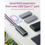 ICY BOX Concentrateur USB 3.2 Gen 2 Type-C à 7 ports, Hub USB Bleu-gris