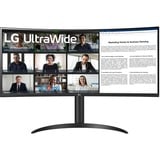 LG UltraWide 34WR55QK-B 34" Moniteur incurvé  Noir, 2x HDMI, DisplayPort, 2x UBS-A, USB-C