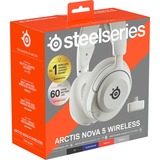 SteelSeries Arctis Nova 5P Wireless casque gaming over-ear Blanc, PC, Bluetooth 5.3 / 2.4 GHz