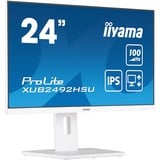 iiyama ProLite XUB2492HSU-W6 23.8" Moniteur  Blanc (mat), HDMI, DisplayPort, USB, Audio