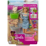 Mattel Barbie - Famille Coffret le Bain des Animaux, Poupée 