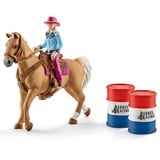 Schleich Farm World - Course de barils avec cowgirl, Figurine 41417