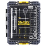 Stanley Set de clés à douille 1/4" FATMAX TSTAK, Clés mixtes à cliquet Noir/Jaune, 48 pièces