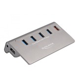 DeLOCK Hub USB 10 Gbps avec 4 ports + port de chargement rapide Gris