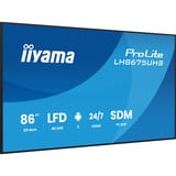 iiyama ProLite LH8675UHS-B2AG, Affichage public Noir (Mat), 3x HDMI | 1x DisplayPort | LAN | WiFi | 24/7