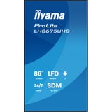iiyama ProLite LH8675UHS-B2AG, Affichage public Noir (Mat), 3x HDMI | 1x DisplayPort | LAN | WiFi | 24/7
