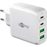 goobay 68W GaN USB-C PD Multiport Quick Charger Blanc, 2x USB-C, 2x USB-A