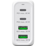 goobay 68W GaN USB-C PD Multiport Quick Charger Blanc, 2x USB-C, 2x USB-A