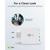 goobay 68W GaN USB-C PD Multiport Quick Charger Blanc, 2x USB-C, 2x USB-A