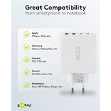 goobay 68W GaN USB-C PD Multiport Quick Charger Blanc, 2x USB-C, 2x USB-A