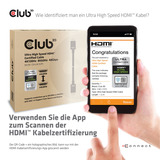 Club 3D HDMI 2.1 à très haut débit, Câble Noir, 1,5 mètre, 4K 120Hz, 8K 60Hz