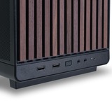 Lian Li A3-mATX Black (Wood Edition) boîtier midi tower Noir/bois | 2x USB-A | 1x USB-C
