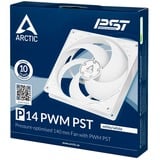 ARCTIC P14 PWM PST ventilateur de boîtier Blanc, 140 x 140 x 27 mm, Ventilateur, 14 cm, 200 tr/min, 1700 tr/min, 0,3 sone, 123,69 m³/h