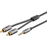 goobay Plus Câble adaptateur audio jack 3,5 mm > 2x cinch stéréo Noir/Argent, 1 mètre