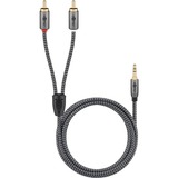 goobay Plus Câble adaptateur audio jack 3,5 mm > 2x cinch stéréo Noir/Argent, 1 mètre