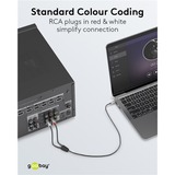 goobay Plus Câble adaptateur audio jack 3,5 mm > 2x cinch stéréo Noir/Argent, 1 mètre