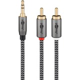 goobay Plus Câble adaptateur audio jack 3,5 mm > 2x cinch stéréo Noir/Argent, 1 mètre