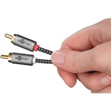 goobay Plus Câble adaptateur audio jack 3,5 mm > 2x cinch stéréo Noir/Argent, 1 mètre
