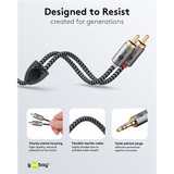 goobay Plus Câble adaptateur audio jack 3,5 mm > 2x cinch stéréo Noir/Argent, 1 mètre