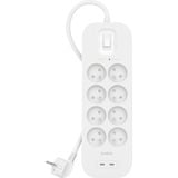 Belkin SurgePlus multiprise à 8 prises avec usb Blanc, 8x prises, 2x USB-C