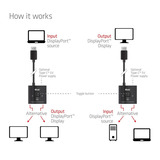 Club 3D DisplayPort 2-in-1 Bidirectional 8K Switch, Switch de DisplayPort Noir, 2x DisplayPort 1.4, 8K60Hz