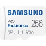 Samsung PRO Endurance 256 Go microSDXC (2022), Carte mémoire Blanc, UHS-I U3, Class 10, Incl. Adaptateur