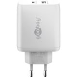goobay 45W GaN USB-C PD Dual Fast Charger Blanc, 1x USB-C, 1x USB-A