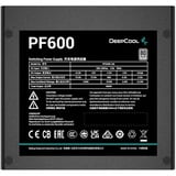 DeepCool PF600 600W alimentation  Noir, 600 W, 220 - 240 V, 50 Hz, 100 W, 576 W, 100 W