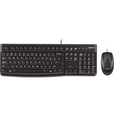 Logitech MK120 Ensemble Clavier QWERTY + Souris Noir USB, set de bureau Noir, Layout l’UE (QWERTY), Rubberdome, Vente au détail