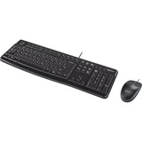 Logitech MK120 Ensemble Clavier QWERTY + Souris Noir USB, set de bureau Noir, Layout l’UE (QWERTY), Rubberdome, Vente au détail