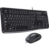 Logitech MK120, set de bureau Noir, Layout UE (QWERTY), Rubberdome, Vente au détail