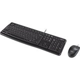 Logitech MK120 set de bureau Noir, Layout EU (QWERTY), Rubberdome