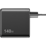 Sitecom 140W GaN Power Delivery chargeur mural avec affichage LED Noir, 2x USB-C, 1x USB-A, 2 mètres