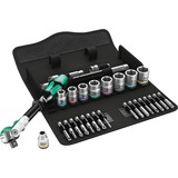 Wera 8100 SB 9 Set de cliquets Zyklop Speed, Set d'outils Noir/Vert, Clé à cliquet 29 pièces avec tête pivotante