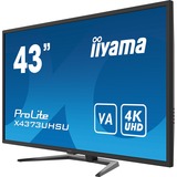 iiyama ProLite X4373UHSU-B1 43" 4K UHD Moniteur  Noir, 4K Ultra HD, HDMI, DisplayPort, USB, Audio