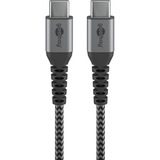 goobay Câble textile USB-C avec connecteurs métalliques Gris/Argent, 0,15 mètre, 60W