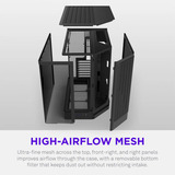 NZXT H6 boîtier midi tower Noir | 2x USB-A | 1x USB-C | Verre trempé