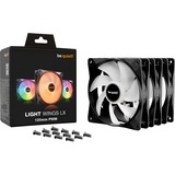 be quiet! Light Wings LX PWM ventilateurs de boîtier RGB  Noir, 3 pièces, 120 x 120 x 25 mm, Pack de 3, Ventilateur, 12 cm, 1600 tr/min, 87,5 m³/h, Noir