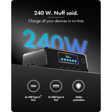 ICY BOX 240W GaN station de recharge Noir, 4x USB-C, 2x USB-A