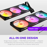 NZXT F360 RGB ventilateurs de boîtier Noir, 3 pièces, 360 x 120 x 25 mm, PWM