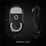 Logitech G PRO X SUPERLIGHT, Souris gaming Noir, 100 - 25 600 dpi