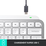 Logitech MX Keys Mini Minimalist Wireless Illuminé, clavier Gris clair, Layout FR, Bluetooth