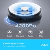 TP-Link Tapo RV30 Plus, Robot aspirateur Blanc/Noir