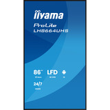 iiyama ProLite LH8664UHS-B3AG, Affichage public Noir (Mat), 85.6", HDMI, USB-C, Wi-Fi 5, Android 14
