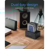 ICY BOX IB-1233CL-CR, station de clonage SSD/HDD, Station d'accueil Noir, HDD, SSD, SATA, 2.5,3.5", USB 3.2 Gen 1 (3.1 Gen 1) Type-A, Noir, 5 Gbit/s